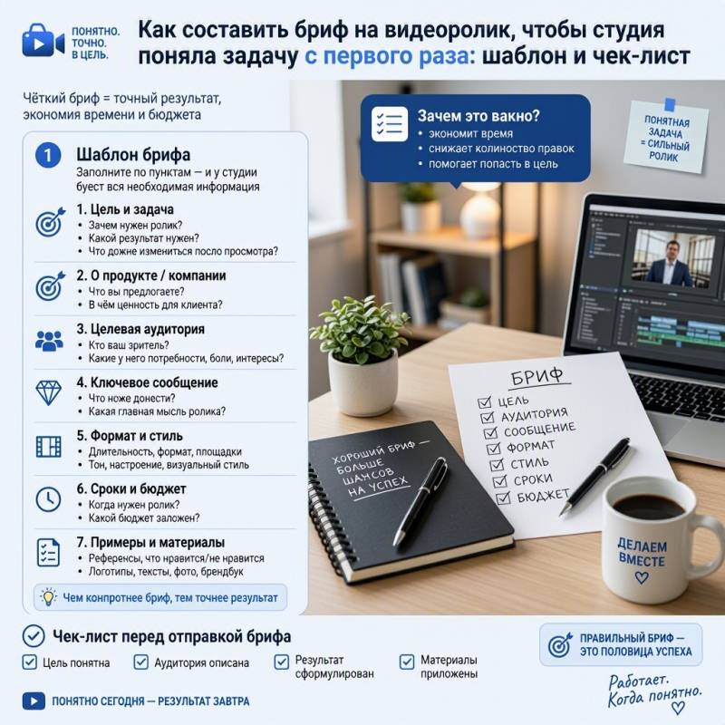 Как составить бриф на видеоролик, чтобы студия поняла задачу с первого раза: шаблон и чек-лист